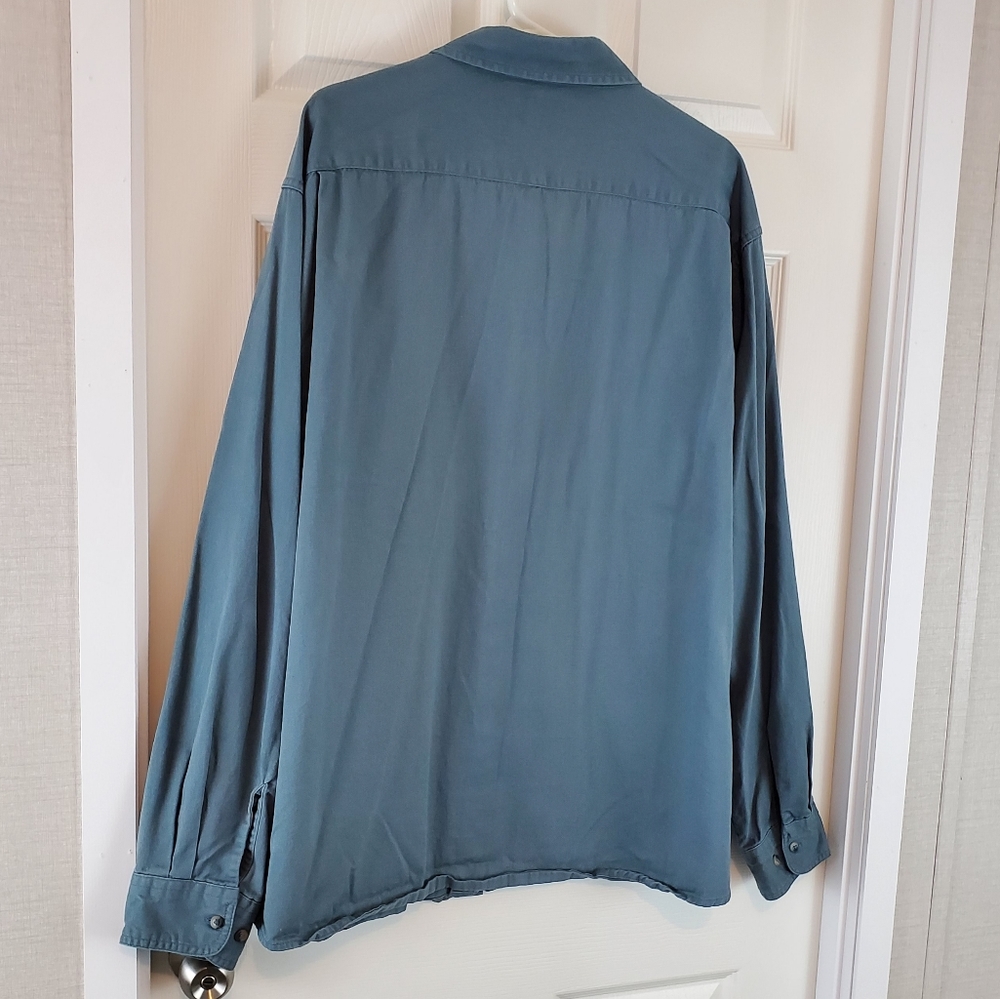Men's Wrangler Light Blue/Grey Button Up Shirt - Picture 7 of 13
